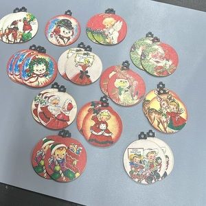 Painted balsa wood vintage hanging decor or gift labels